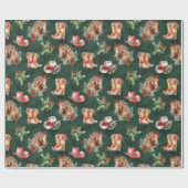 かわいいウェスタン/カウボーイクリスマス ラッピングペーパー (フラット)