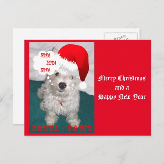 かわいいウェスティアズアサンタ・ポーズ シーズンポストカード (正面/裏面)