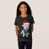 かわいいウェスティードッグ写真、クリスマスハット Tシャツ (正面フル)