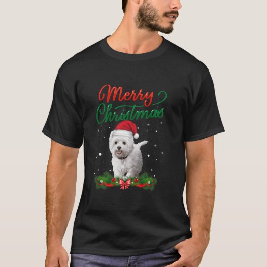 かわいいウェスティー顔醜いセーター犬サンタの衣装X Tシャツ (正面)