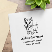 かわいいウェストハイランドテリアの犬の住所
