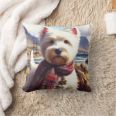 かわいいウェストハイランドホワイトテリアの絵 クッション (ブランケット)