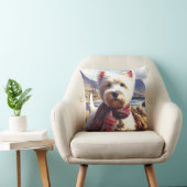 かわいいウェストハイランドホワイトテリアの絵 クッション (椅子)