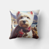 かわいいウェストハイランドホワイトテリアの絵 クッション (裏面)