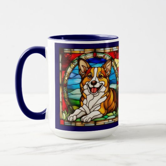 かわいいウェルシュコーギーの陶器マグカップ マグカップ (左)