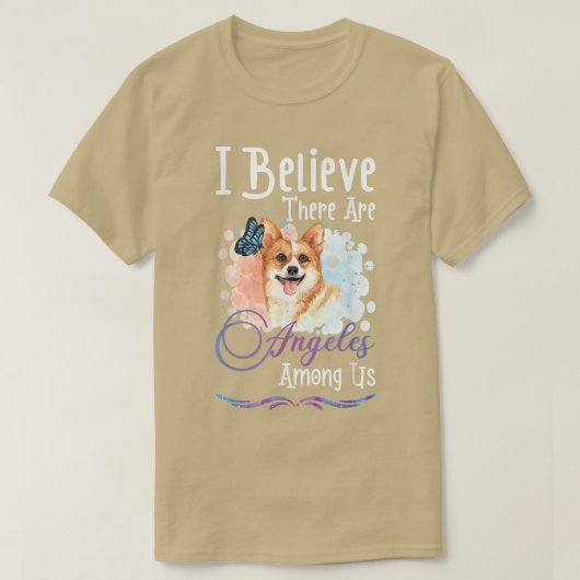 かわいいウェルシュコーギー犬の恋人ティー信じある Tシャツ (デザイン正面)