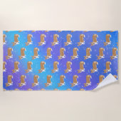 かわいいウェルシュコーギー ビーチタオル (正面)