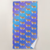 かわいいウェルシュコーギー ビーチタオル (正面)