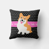 かわいいウェールズのペンブロークのコーギーあなたの犬の名前 クッション (裏面)