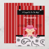 かわいいウエスタンリトルカウガールベイビーシャワー招待状 招待状 (正面/裏面)