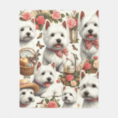 かわいいウエストハイランドホワイトテリアシームレス フリースブランケット (正面)