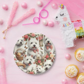 かわいいウエストハイランドホワイトテリアシームレス ペーパープレート (パーティー)