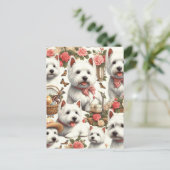 かわいいウエストハイランドホワイトテリアシームレス ポストカード (スタンド正面)