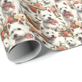 かわいいウエストハイランドホワイトテリアシームレス ラッピングペーパー (ロールコーナー)
