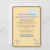 かわいいウォッターカラーパーソナライズされたベビーシャワーInvita 招待状 (裏面)