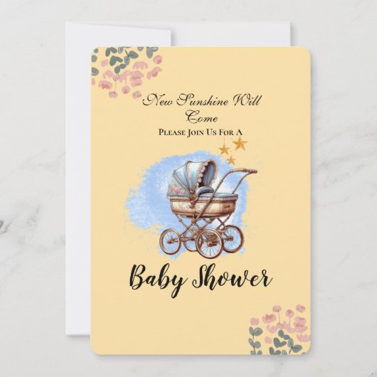 かわいいウォッターカラーパーソナライズされたベビーシャワーInvita 招待状 (正面)