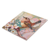 かわいいウォレンバードアールヌーボーデコインスピオフローラ タイル (側面)