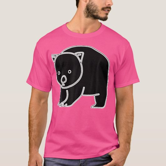 かわいいウォンバットブラック Tシャツ (正面)