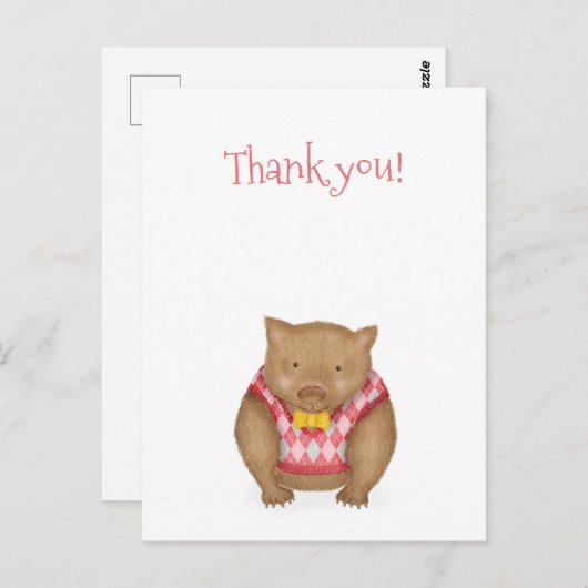 かわいいウォンバット感謝のポストカード ポストカード (正面/裏面)