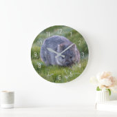 かわいいウォンバット野生動物オーストラリアグリーン ラージ壁時計 (ホーム)