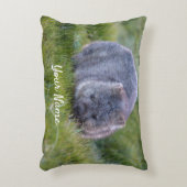 かわいいウォンバット野生動物オーストラリア緑 アクセントクッション (正面(垂直))