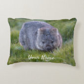 かわいいウォンバット野生動物オーストラリア緑 アクセントクッション (裏面)