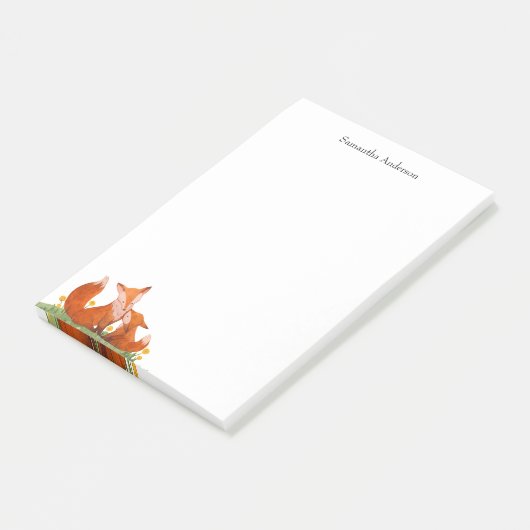 かわいいウォーターカラーのウッドランドキツネ ポストイット (アングル)