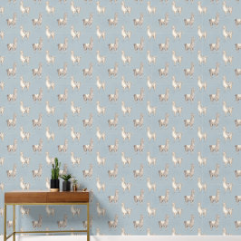 かわいいウォーターカラーのラマ柄 ダスティブルー 壁紙