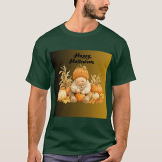 かわいいウォーターカラーの赤ちゃんのかぼちゃベビー帽 - ハッピー・ハロウィン Tシャツ