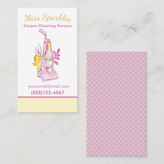 かわいいウォーターカラーカーペットハウス清掃サービス 名刺 (正面/裏面)