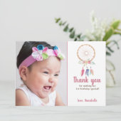かわいいウォーターカラードリームキャッチャー誕生日 サンキューカード (スタンド正面)