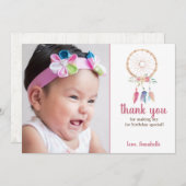 かわいいウォーターカラードリームキャッチャー誕生日 サンキューカード (正面/裏面)