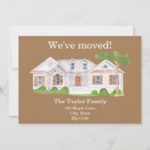 かわいいウォーターカラーハウス引っ越しましたニューホームアナウンチ 案内状 (正面)