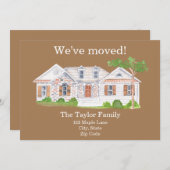 かわいいウォーターカラーハウス引っ越しましたニューホームアナウンチ 案内状 (正面/裏面)