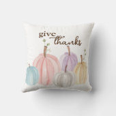 かわいいウォーターカラーパステルパンプキ与えン感謝していス クッション (裏面)