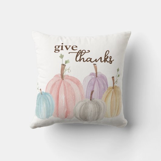 かわいいウォーターカラーパステルパンプキ与えン感謝していス クッション (裏面)