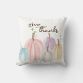 かわいいウォーターカラーパステルパンプキ与えン感謝していス クッション (正面)