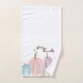 かわいいウォーターカラーパステルパンプキ与えン感謝していス バスタオルセット (ハンドタオル)