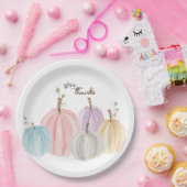 かわいいウォーターカラーパステルパンプキ与えン感謝していス ペーパープレート (パーティー)