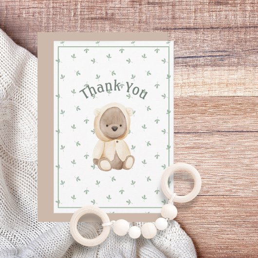 かわいいウォーターカラーベアシンプルサンキューカード サンキューカード