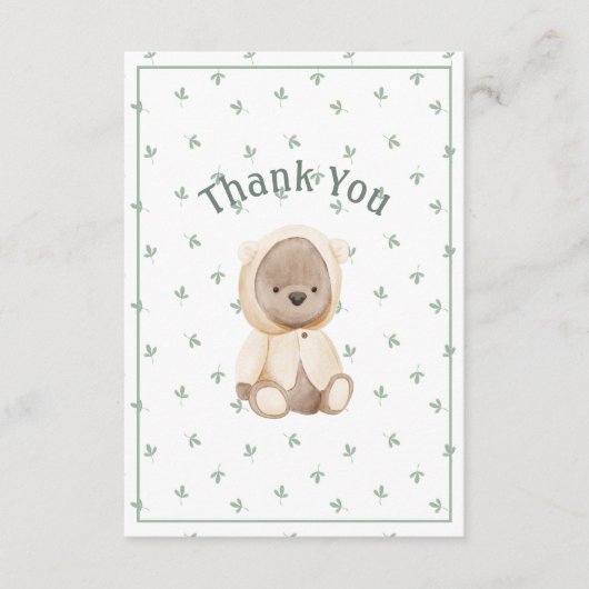 かわいいウォーターカラーベアシンプルサンキューカード サンキューカード (正面)