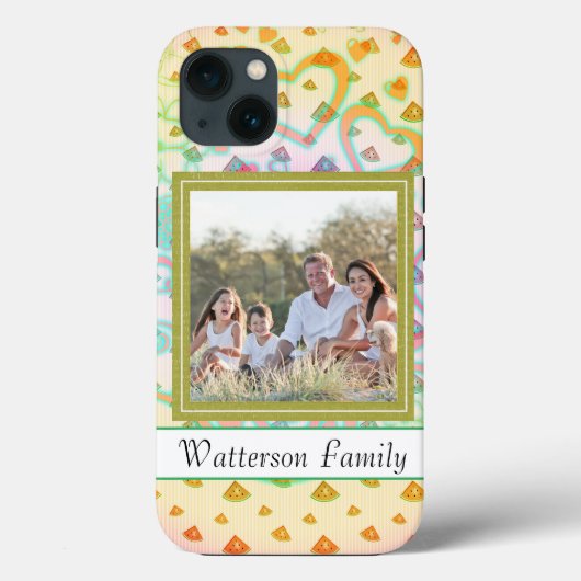 かわいいウォータースロン&ハート、名前をカスタムする&写真 Case-Mate iPhoneケース (裏面)