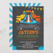 かわいいウォーターパーク誕生日パーティーの招待 招待状 (正面/裏面)