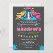 かわいいウォーターパーク誕生日パーティーの招待 招待状 (正面)