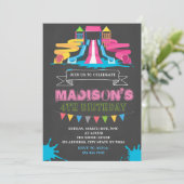 かわいいウォーターパーク誕生日パーティーの招待 招待状 (スタンド正面)