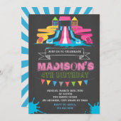 かわいいウォーターパーク誕生日パーティーの招待 招待状 (正面/裏面)