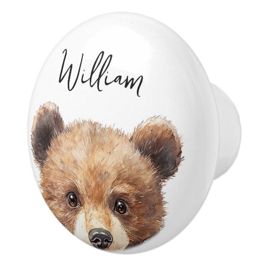 かわいいウオーターカラーウッドランドアニマルベア子供部屋ルーム セラミックノブ (右)