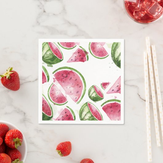 かわいいウオーターカラースイカ スタンダードカクテルナプキン (インサイチュ)