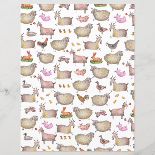 かわいいウオーターカラーファーム納屋の動物パターン (裏面)