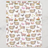 かわいいウオーターカラーファーム納屋の動物パターン (正面/裏面)